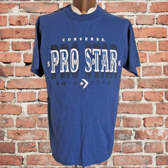 Vintage Converse T-Shirt Sz Large Pro Star Basketball Blue New Old Stock NWT NOS - Picture 1 of 12